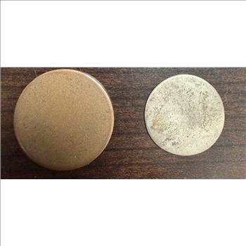 Vintage Blank Metal Token Medal Discs Brass & Aluminum Lot of 2 Unidentified