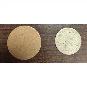 Vintage Blank Metal Token Medal Discs Brass & Aluminum Lot of 2 Unidentified