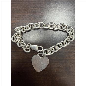 Sterling Heart Bracelet 26.63g monogramed LT+KJ