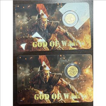 2026 Niue Ares God of War 1/1000 oz .9999 Gold Coins Pair #9417-9418