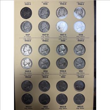 Complete Jefferson Nickel Set 1938-1965 Library of Coins Album 11 Silver 1950-D