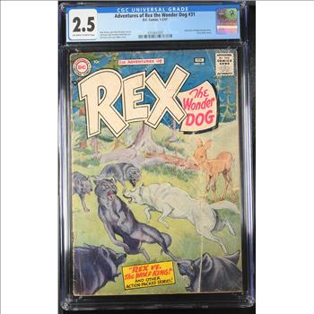 VINTAGE Graded Comic Book - Adventures of Rex the Wonder Dog #31, DC Comics 1-2/1957 CGC Graded 2.5