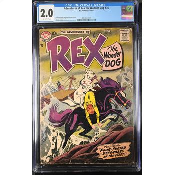 VINTAGE Graded Comic Book - Adventures of Rex the Wonder Dog #35, DC Comics 9-10/1957 CGC Graded 2.0