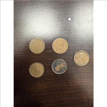 Lot of 5 1916-S Lincoln Wheat Cents San Francisco Mint Early Wheat Pennies
