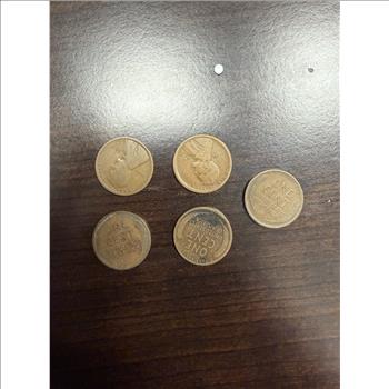 Lot of 5 1916-S Lincoln Wheat Cents San Francisco Mint Early Wheat Pennies