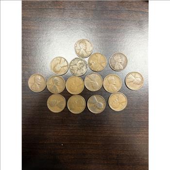 Lot of 14 1909 Lincoln Wheat Cents First Year Issue Early Wheat Pennies Circulated