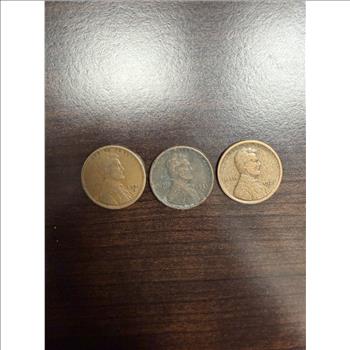 Lot of 3 1921-S Lincoln Wheat Cents San Francisco Mint Early Pennies Circulated