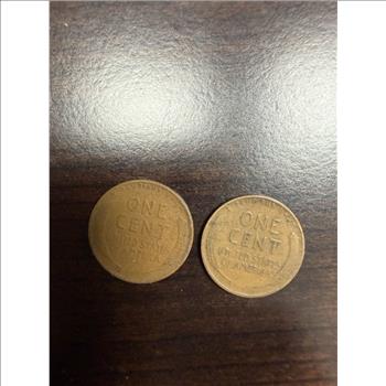 Lot of 2 1932 Lincoln Wheat Cents No Mint Mark Philadelphia Pennies Circulated