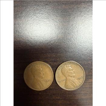 Lot of 2 1932 Lincoln Wheat Cents No Mint Mark Philadelphia Pennies Circulated