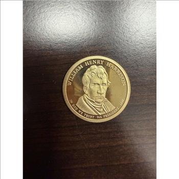 William Henry Harrison Gold Tone Presidential $1 Novelty Token Medal 9th President