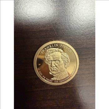 Franklin Pierce Gold Tone Presidential $1 Novelty Token Medal 14th President