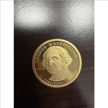 George Washington Gold Tone Presidential $1 Novelty Token Medal 1st President