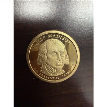 James Madison Gold Tone Presidential $1 Novelty Token Medal 4th President
