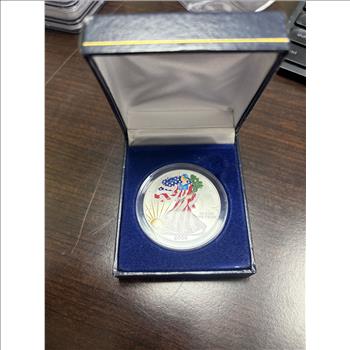 2000 American Silver Eagle 1 oz .999 Fine Silver Colorized Walking Liberty Box