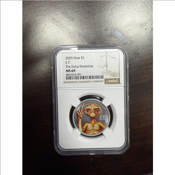 2025 Niue $1 E.T. The Extra-Terrestrial NGC MS69 Colorized Coin 8863423-001