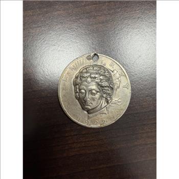 1922 Peace Silver Dollar Hobo Coin Art Carved Sculpted Female Portrait Pendant
