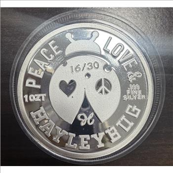  Hayleybug Peace Love 1 oz .999 Fine Silver Colorized Medusa Round #16/30 Limited Edition