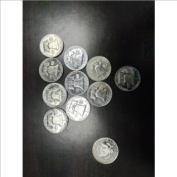 Lot of 11 U.S. Half Dollars – 10 Franklin Halves + 2011 Kennedy Half Dollar