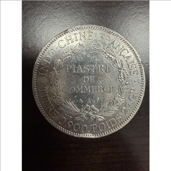 900-A French Indo-China Piastre de Commerce 1 Piastre .900 Silver 27g
