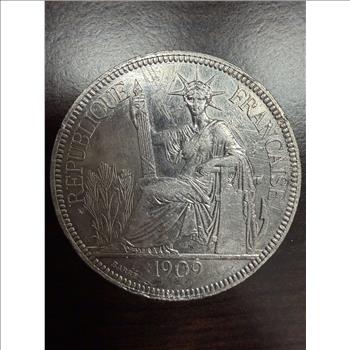 900-A French Indo-China Piastre de Commerce 1 Piastre .900 Silver 27g