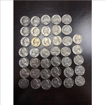 40 Coin Lot Jefferson Nickels 1950s-1960s Vintage US 5 Cent Coins Monticello