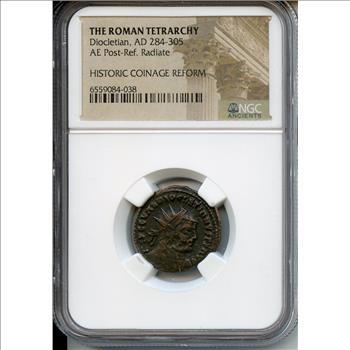 Ancient Roman Coin Diocletian NGC Certified Radiate Bronze Coinage Reform