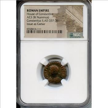 Ancient Roman Coin Constantius II Bronze NGC Certified Graded Issued as Caesar