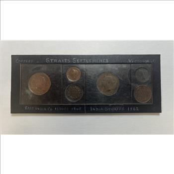 6pc Coin Set from the East India Co & India Straights from the 1800's