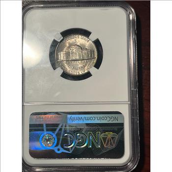 1944-S Jefferson Silver War Nickel NGC Graded MS64 Mint Error Rim to Rim Die Crack Bill Fivaz Hand Signed Label