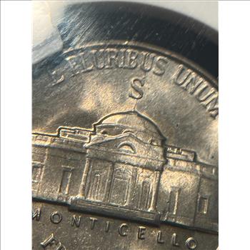 1944-S Jefferson Silver War Nickel NGC Graded MS64 Mint Error Rim to Rim Die Crack Bill Fivaz Hand Signed Label