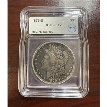 1879 S Reverse of 1878 Morgan Silver Dollar ICG F12
