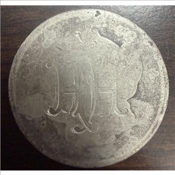 Antique Engraved Silver Dollar Love Token Dateless Monogram Damaged