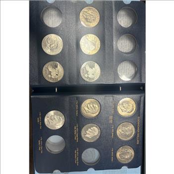 Eisenhower Dollars 1971-1978 Philly, Denver, San Fran Mints. 3 40% Silver Dollars Included Incomplete Book 15 Coins Included