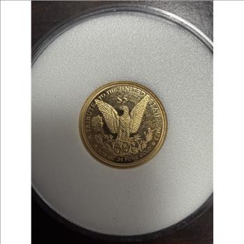 Cook Islands 2023 $5 Gold 1/10oz of .24 Gold Proof Morgan Design