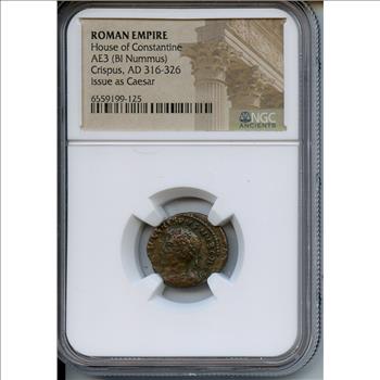 Ancient Roman Coin Crispus Bronze Nummus NGC Certified Issued as Caesar