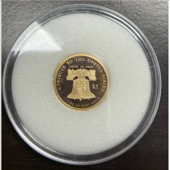 Cook Islands 2017 $5 Gold 1/10oz of .24 Gold Proof Liberty 