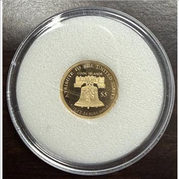 Cook Islands 2017 $5 Gold 1/10oz of .24 Gold Proof Liberty 