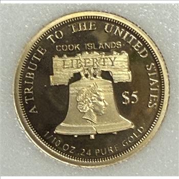 Cook Islands 2021 $5 Gold 1/10oz of .24 Gold Proof Double Eagle
