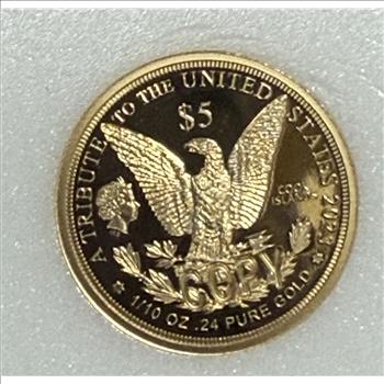 Cook Islands 2023 $5 Gold 1/10oz of .24 Gold Proof Morgan Design