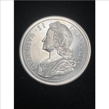 Modern Copy 1732 George II Crown Coin Copper Nickel Hole Filler England Great Britain