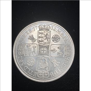 Modern Copy 1732 George II Crown Coin Copper Nickel Hole Filler England Great Britain