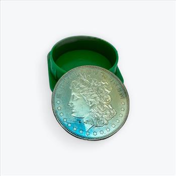 Stunning 1 oz Silver Round - Morgan Dollar Design with Vibrant Blue and Rainbow Toning - 1 Troy Oz Pure Silver Collectible