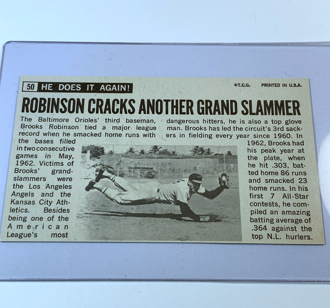 1964 Topps Giant Baseball Card of Hall of Famer Brooks Robinson High
