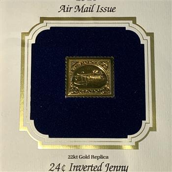 1918 Air Mail Issue 24kt Gold Layered Stamp on First Day Cover