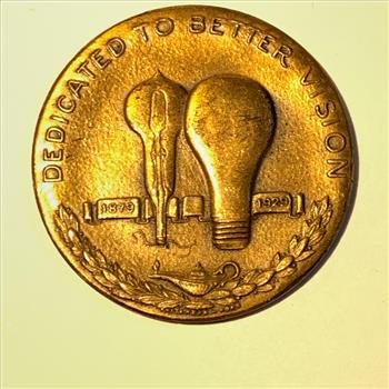 1929 Medal Thomas A. Edison, Golden Lights Jubilee, Inventor of Lightbulb Coin Medal Token