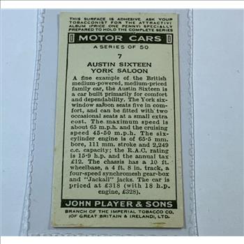 1936 Player & Sons Tobacco Card in High Grade Condition Austin 16 York Saloon