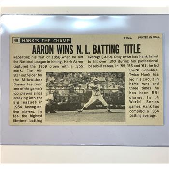 1964 Topps Giants High Grade Baseball Card Hank Aaron 755 Home Runs Hall of Fame