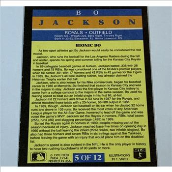 1991 Fleer Provision Insert Bo Jackson Bionic Bo Card Iconic Card of 1990s