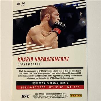 2021 Prestige Panini Khabib Nurmagomedov UFC Goat Champion Undefeated