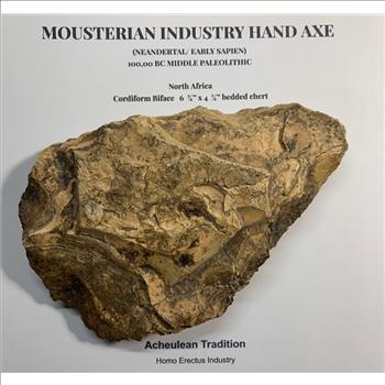 North Africa Mousterian Industry Hand Axe 100,000 BC Middle Paleolithic Neandertal to Early Sapien